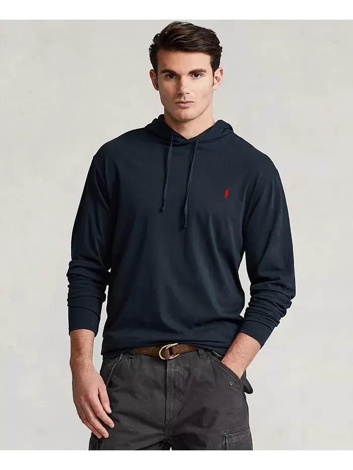 Мужская толстовка с капюшоном Big & Tall из джерси Polo Ralph Lauren — изображение 5 из 9, черный
