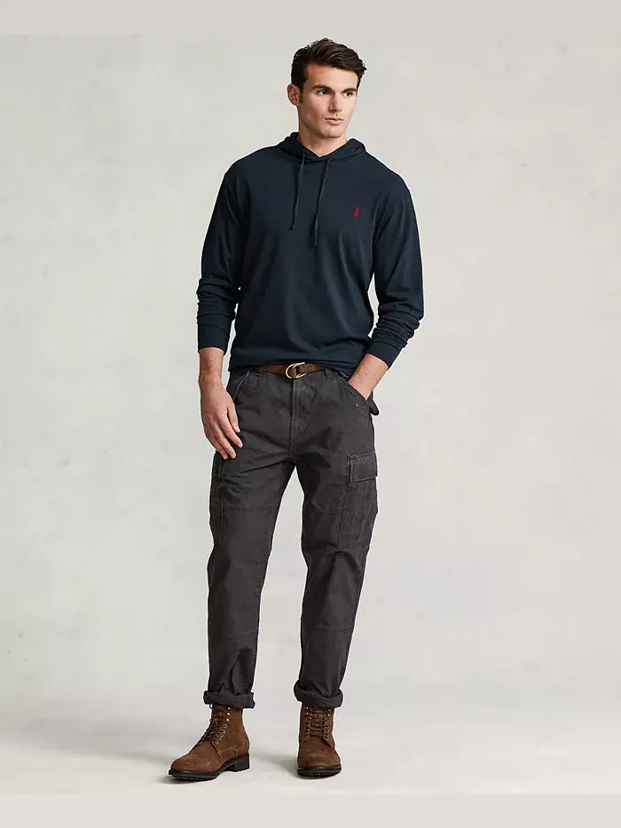 Мужская толстовка с капюшоном Big & Tall из джерси Polo Ralph Lauren — изображение 8 из 9, черный