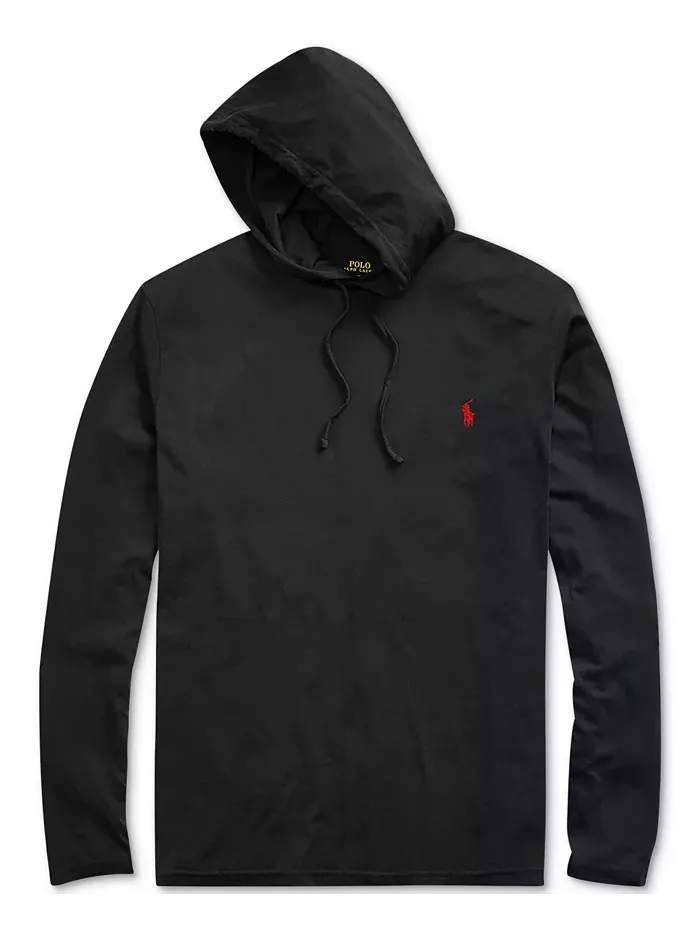 Мужская толстовка с капюшоном Big & Tall из джерси Polo Ralph Lauren — изображение 9 из 9, черный