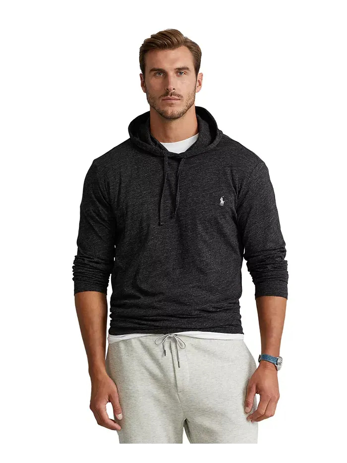 Мужская толстовка с капюшоном Big & Tall из джерси Polo Ralph Lauren — изображение 1 из 9, черный