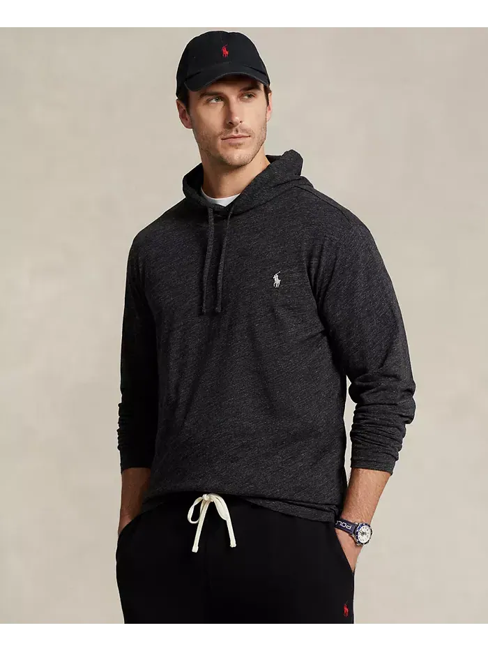 Мужская толстовка с капюшоном Big & Tall из джерси Polo Ralph Lauren — изображение 3 из 9, черный