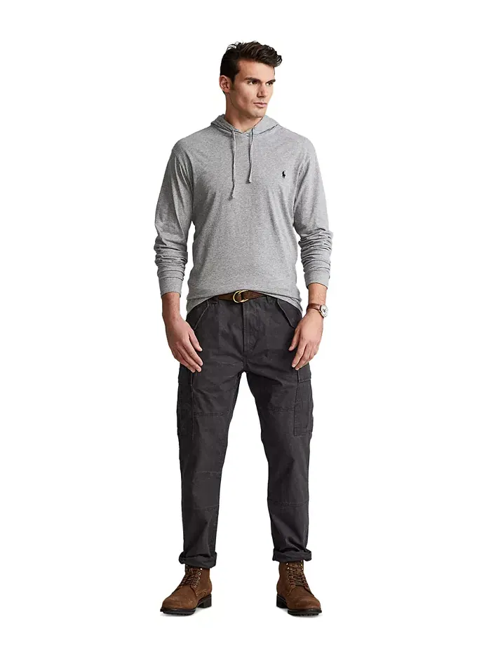 Мужская толстовка с капюшоном Big & Tall из джерси Polo Ralph Lauren — изображение 2 из 7, коричневый