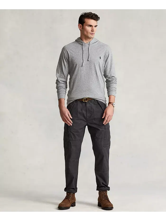 Мужская толстовка с капюшоном Big & Tall из джерси Polo Ralph Lauren — изображение 6 из 7, коричневый