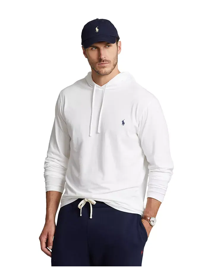 Мужская толстовка с капюшоном Big & Tall из джерси Polo Ralph Lauren — изображение 1 из 9, белый