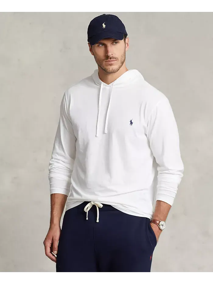 Мужская толстовка с капюшоном Big & Tall из джерси Polo Ralph Lauren — изображение 5 из 9, белый
