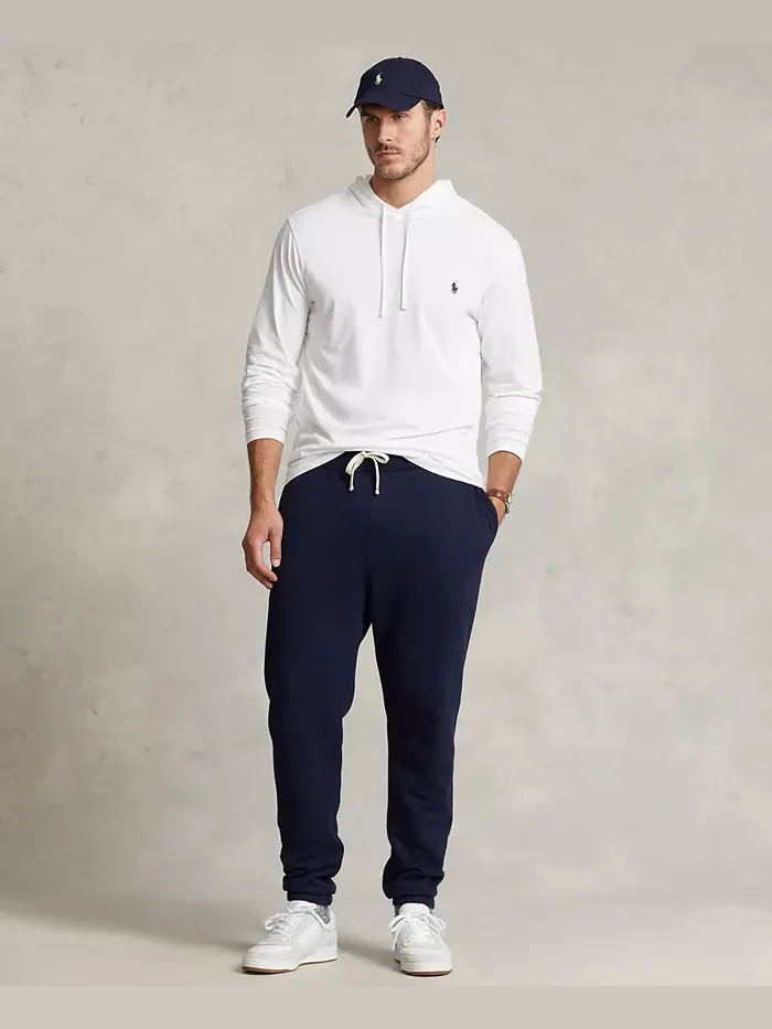 Мужская толстовка с капюшоном Big & Tall из джерси Polo Ralph Lauren — изображение 8 из 9, белый