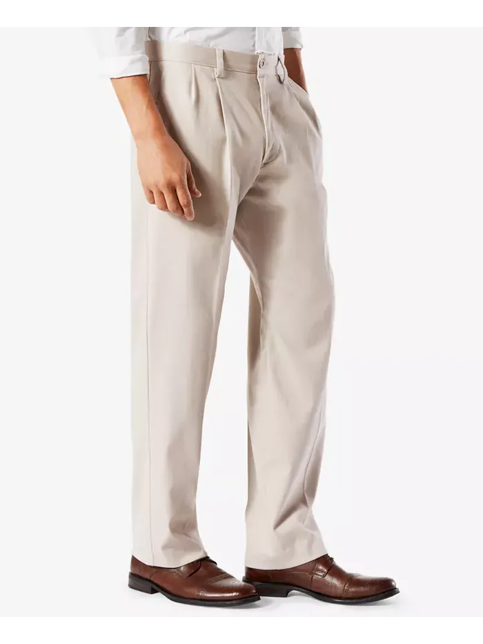 Мужские классические брюки со складками Easy Fit в цвете хаки с эффектом стрейч Dockers — изображение 3 из 5, облачный