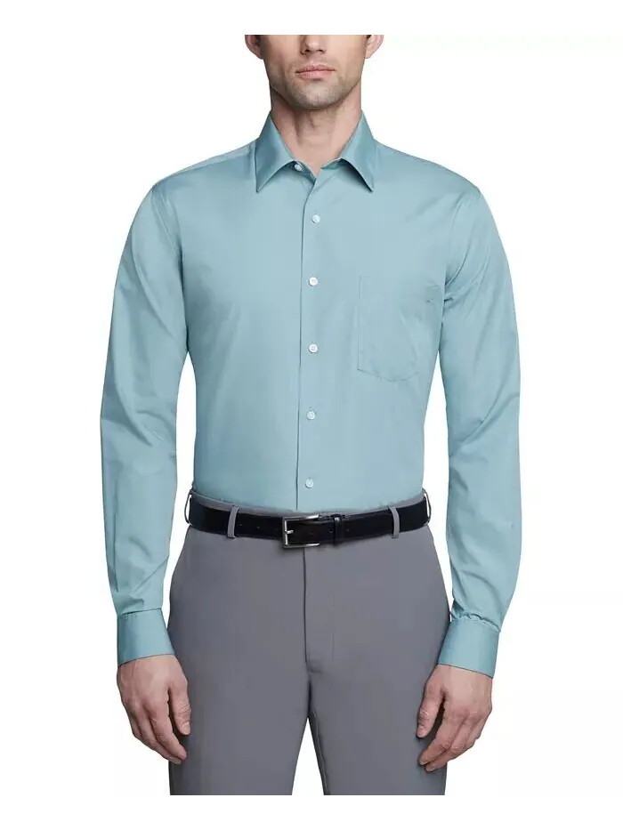 Мужская классическая рубашка спортивного кроя из поплина Van Heusen — изображение 1 из 4, серый