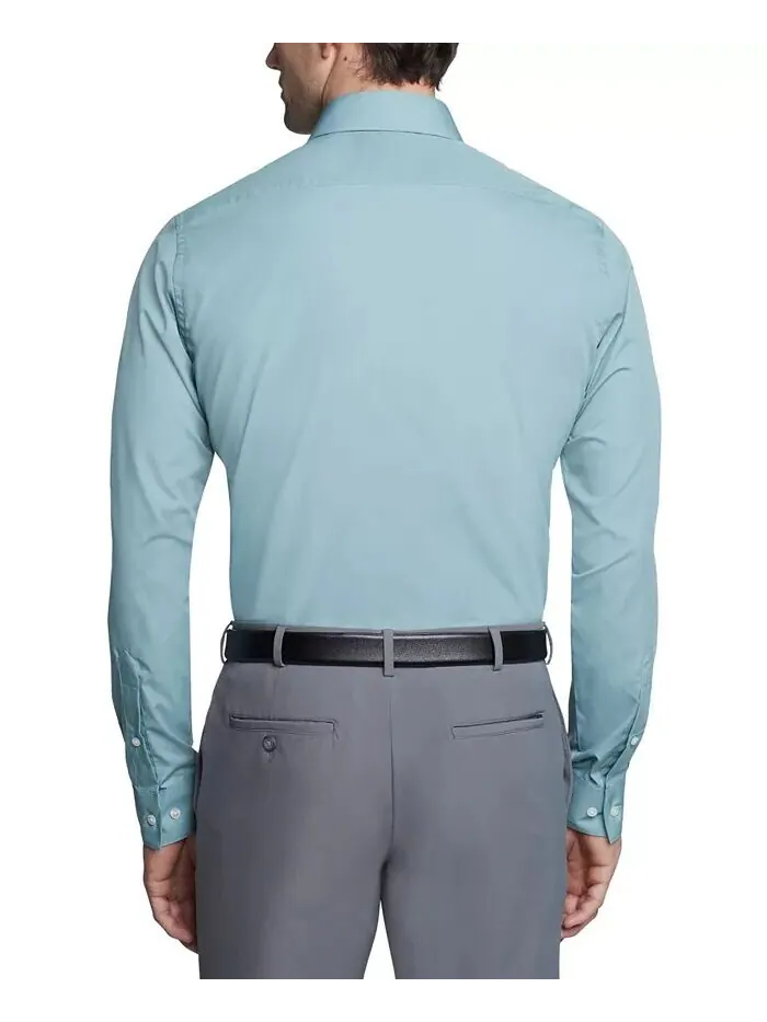 Мужская классическая рубашка спортивного кроя из поплина Van Heusen — изображение 2 из 4, серый