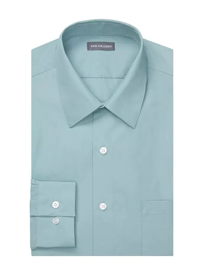 Мужская классическая рубашка спортивного кроя из поплина Van Heusen — изображение 3 из 4, серый