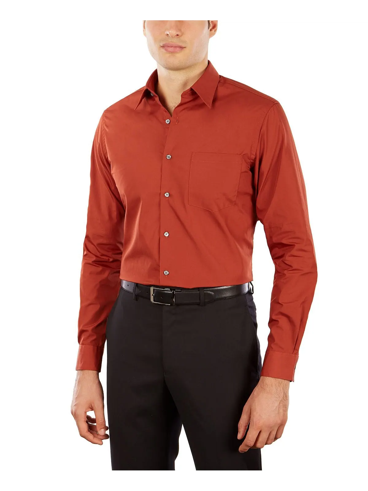 Мужская классическая рубашка из поплина спортивного кроя Van Heusen — изображение 1 из 3, персимон