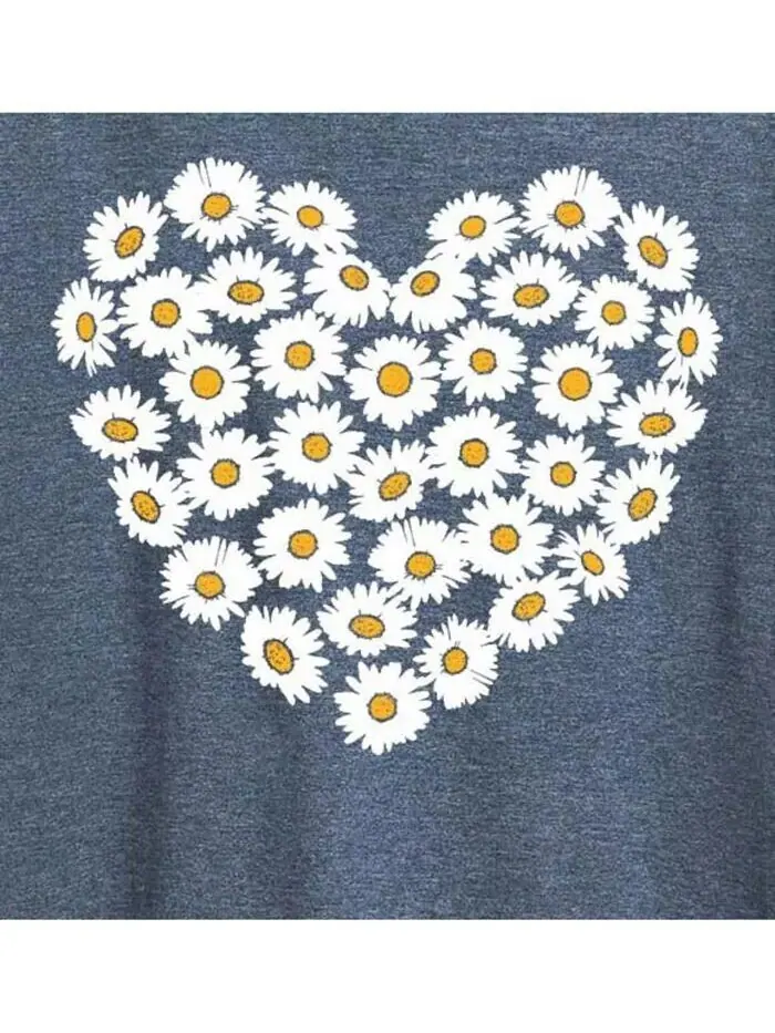 Футболка больших размеров с рисунком Daisy Heart Hybrid Apparel — изображение 2 из 3, синий