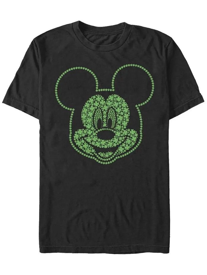 Мужская футболка с короткими рукавами и круглым вырезом Mickey Shamrocks Fifth Sun — изображение 1 из 1, черный