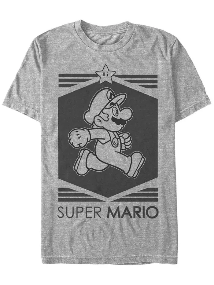 Мужская футболка Nintendo Super Mario Star с коротким рукавом Fifth Sun — изображение 1 из 1, серый