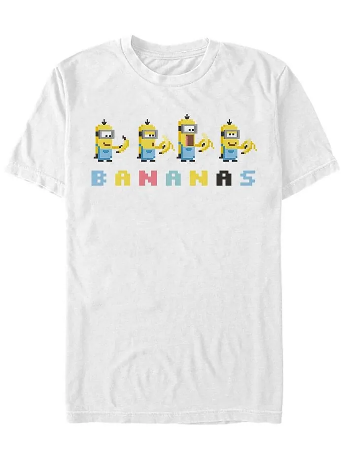 Мужская футболка с короткими рукавами Minions 8-bit Bananas Fifth Sun — изображение 1 из 1, белый