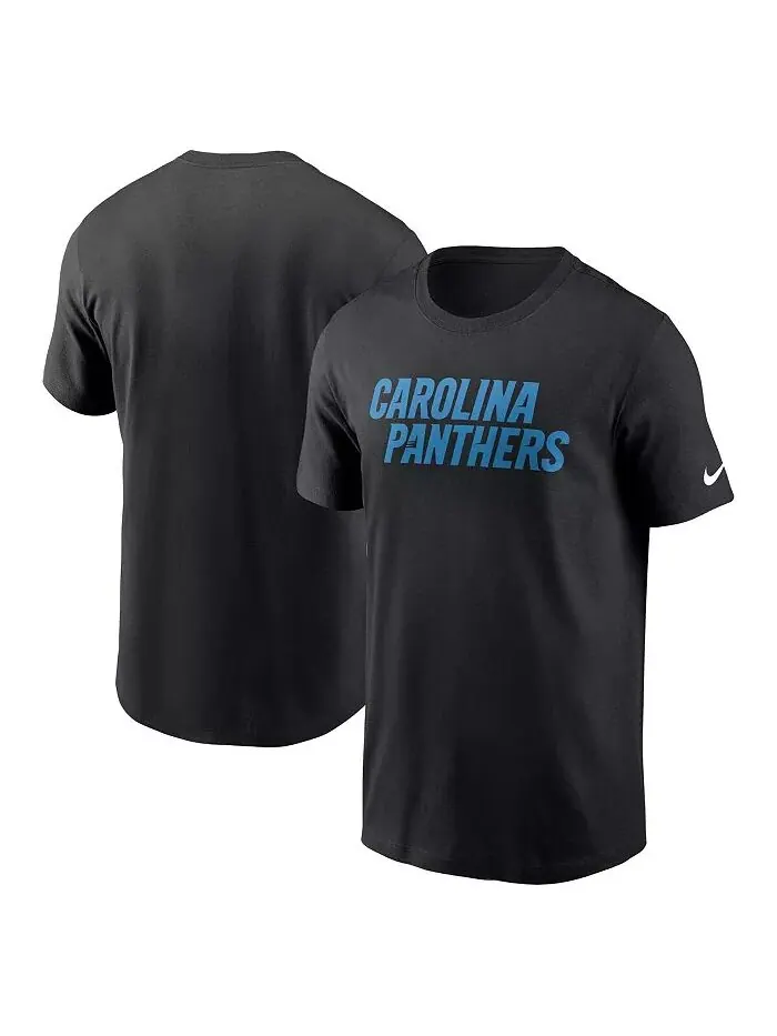 Мужская черная футболка Carolina Panthers Primetime Wordmark Essential Nike — изображение 1 из 3