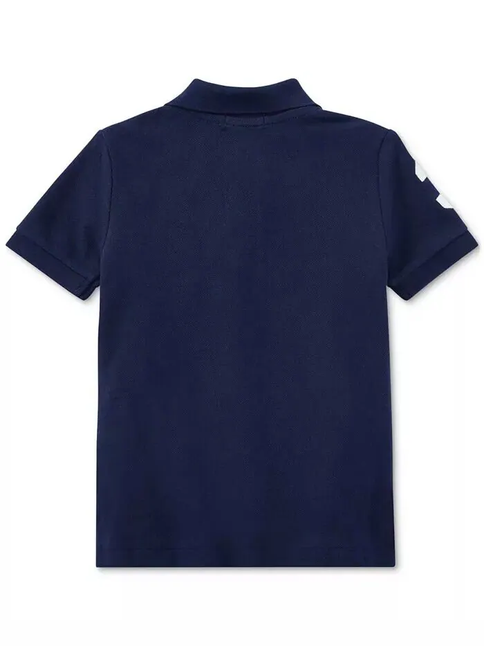 Поло с короткими рукавами и хлопковой сеткой Big Boys Big Pony Polo Ralph Lauren — изображение 3 из 4, темно-синий