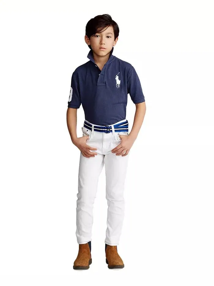 Поло с короткими рукавами и хлопковой сеткой Big Boys Big Pony Polo Ralph Lauren — изображение 4 из 4, темно-синий