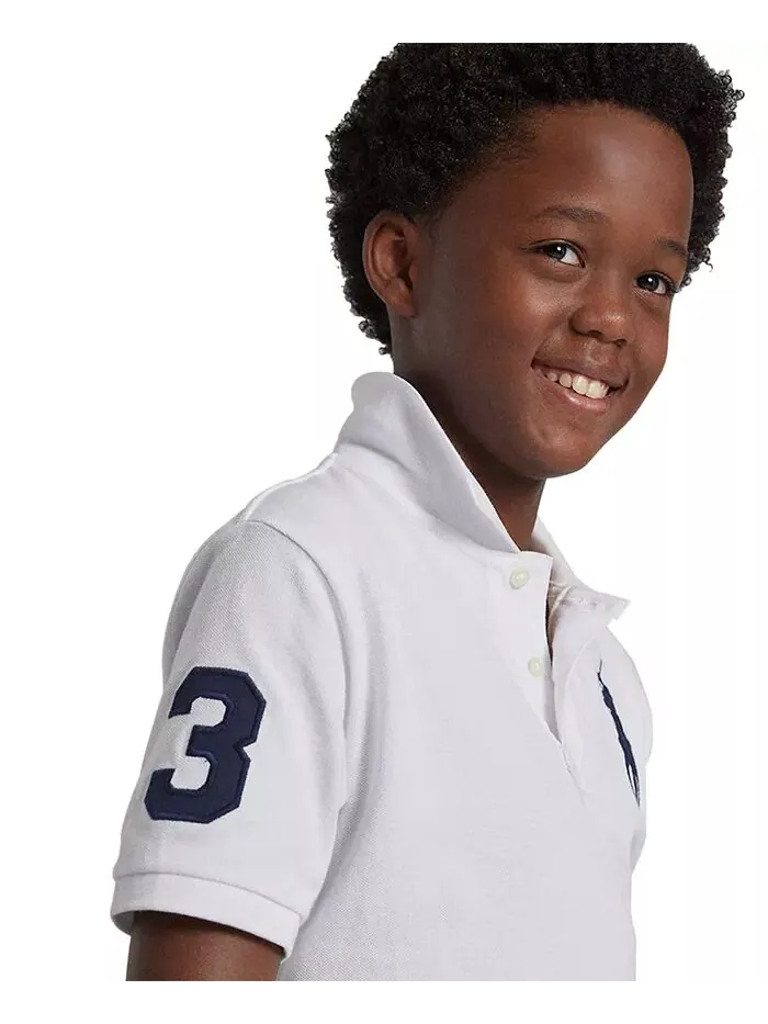 Поло из хлопковой сетки с короткими рукавами Big Boys Big Pony Polo Ralph Lauren — изображение 2 из 6, белый