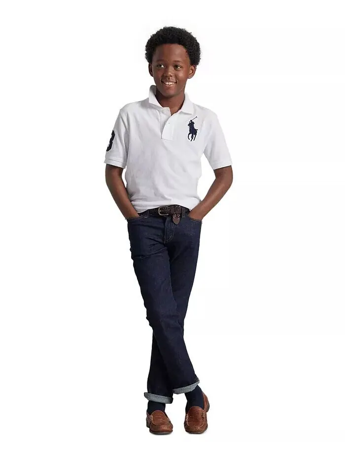 Поло из хлопковой сетки с короткими рукавами Big Boys Big Pony Polo Ralph Lauren — изображение 4 из 6, белый