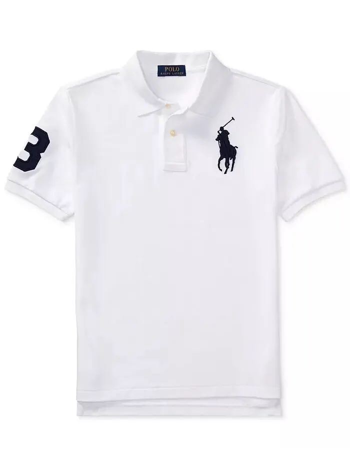 Поло из хлопковой сетки с короткими рукавами Big Boys Big Pony Polo Ralph Lauren — изображение 5 из 6, белый