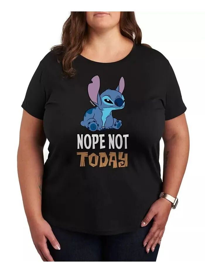 Модная футболка больших размеров с рисунком Lilo & Stitch Nope Not Today Hybrid Apparel — изображение 1 из 3, черный