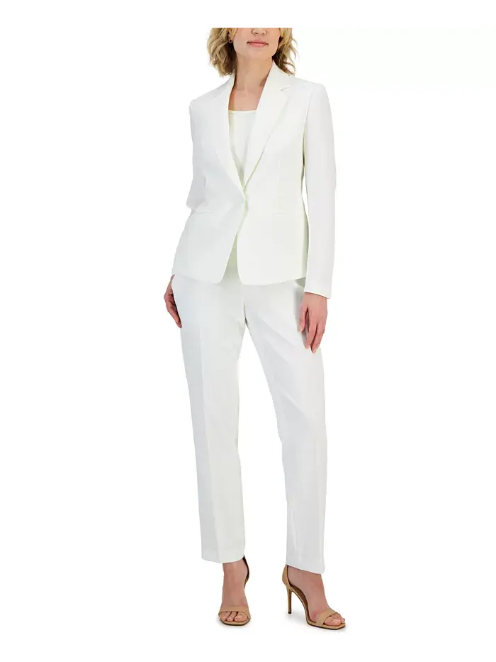 Женский креповый брючный костюм с одной пуговицей, Regular & Petite Le Suit — изображение 1 из 1, ваниль
