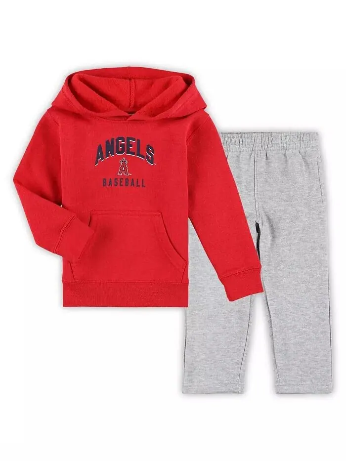 Красно-серый пуловер Los Angeles Angels Play-By-Play для мальчиков и девочек, флисовый комплект с — изображение 1 из 3