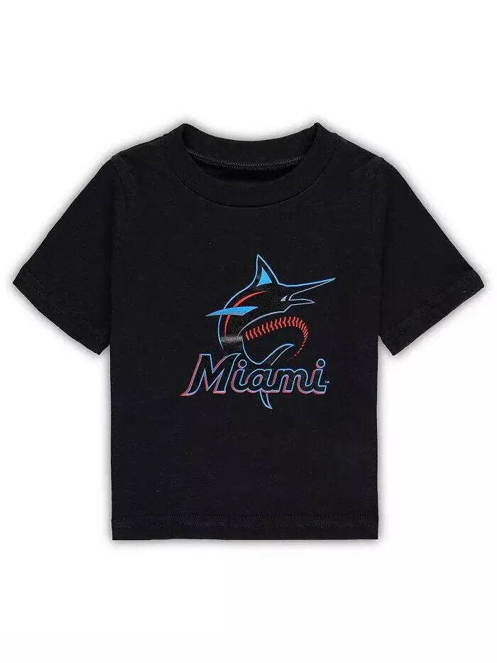 Черная футболка с основным логотипом команды Miami Marlins Team Crew для мальчиков и девочек для — изображение 1 из 1, черный