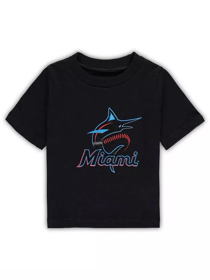 Футболка для мальчиков и девочек, черная, с логотипом Miami Marlins Team Crew Primary Outerstuff — изображение 1 из 1