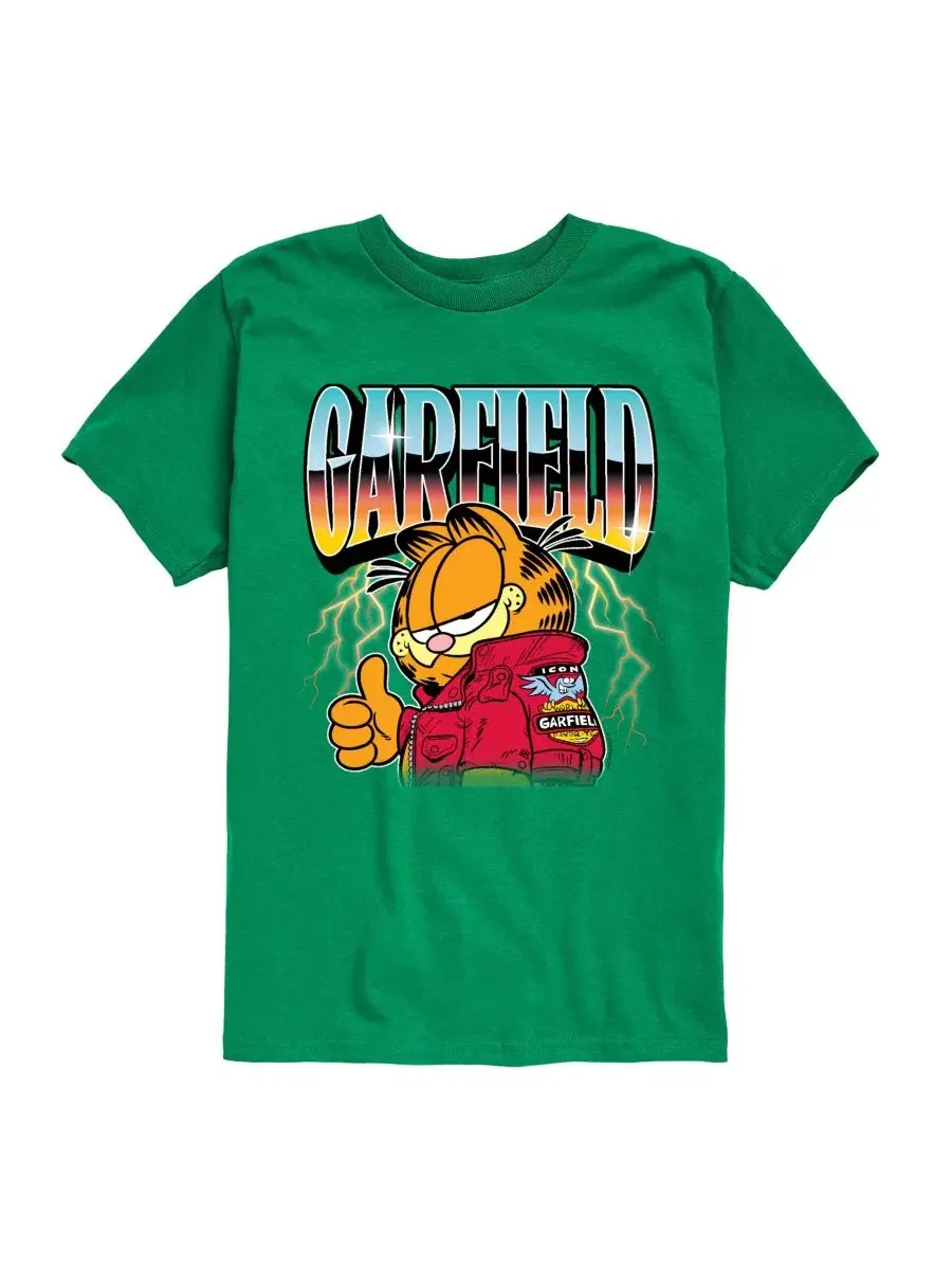 Детская футболка с коротким рукавом и графическим принтом, размер 8-20 Garfield — зеленый