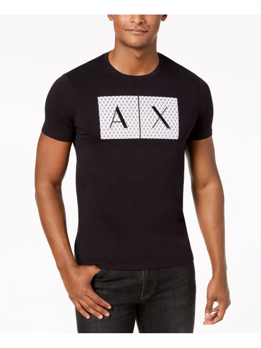 Мужская футболка с изображением триангуляции фундамента A|X Armani Exchange — изображение 1 из 4, черный