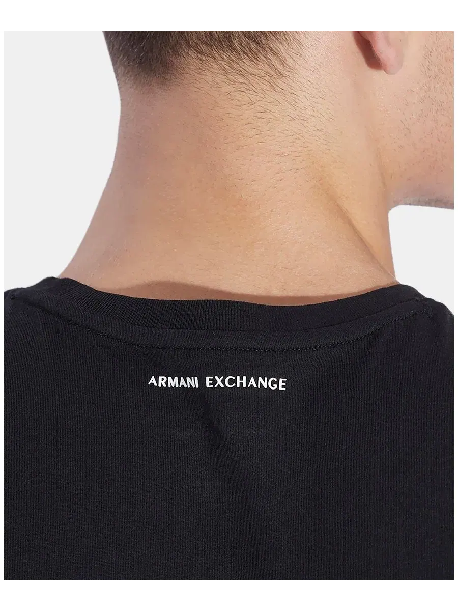 Мужская футболка с изображением триангуляции фундамента A|X Armani Exchange — изображение 3 из 4, черный