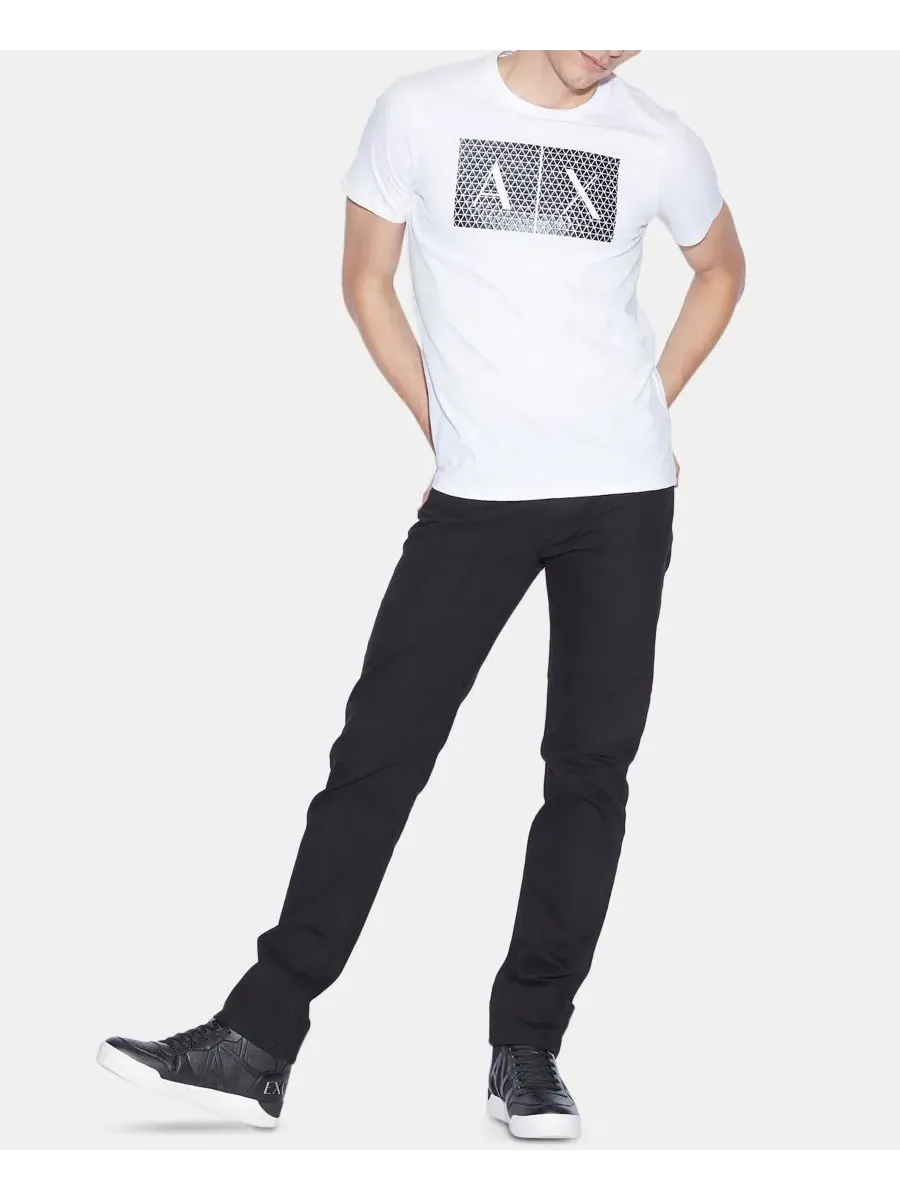 Мужская футболка с изображением триангуляции фундамента A|X Armani Exchange — изображение 3 из 5, белый