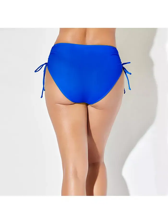 Женские трусики бикини Virtuoso с боковыми сборками и завязками Swimsuits for All — изображение 2 из 2, королевский