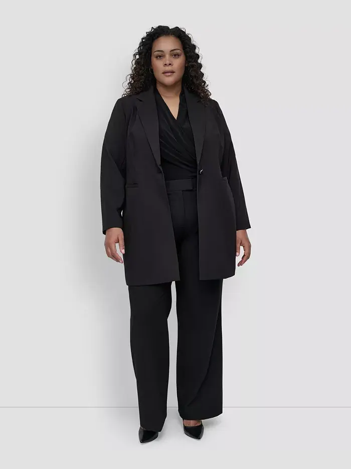 Блейзер больших размеров на одной пуговице DKNY — изображение 1 из 5, черный