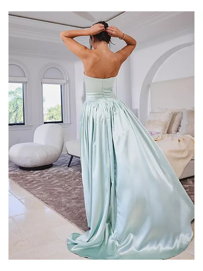 Женское платье Lael Mint Green со шлейфом на пуговицах сзади Miss Circle — изображение 2 из 11, зеленый