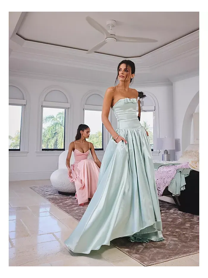 Женское платье Lael Mint Green со шлейфом на пуговицах сзади Miss Circle — изображение 3 из 11, зеленый