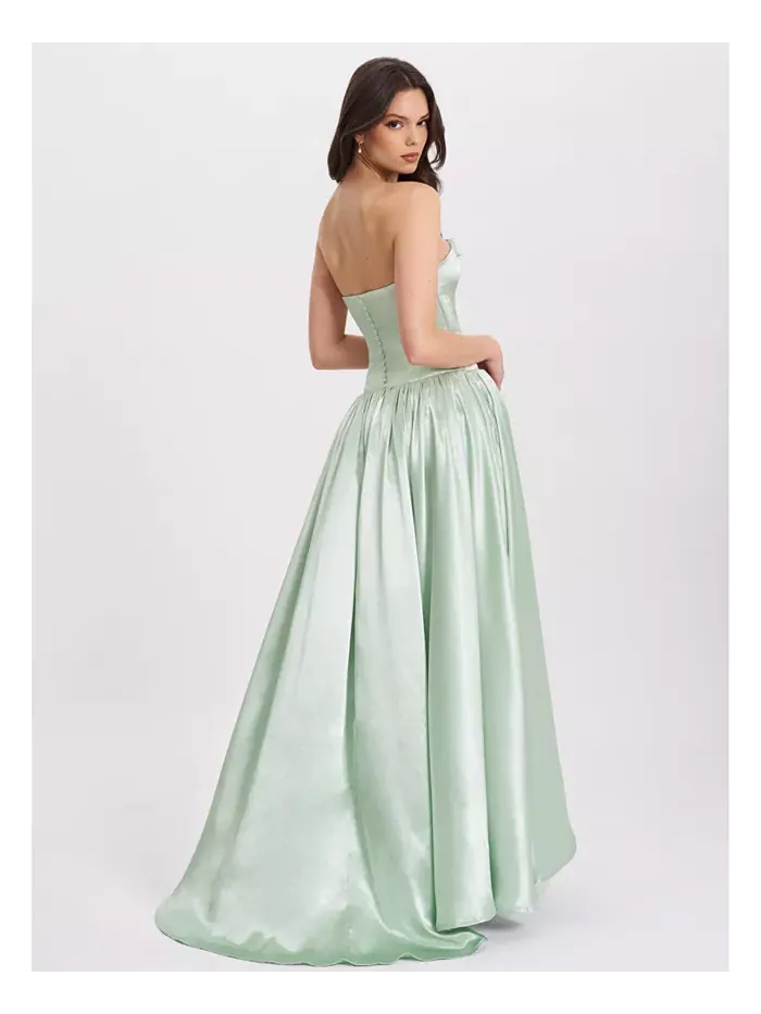 Женское платье Lael Mint Green со шлейфом на пуговицах сзади Miss Circle — изображение 4 из 11, зеленый