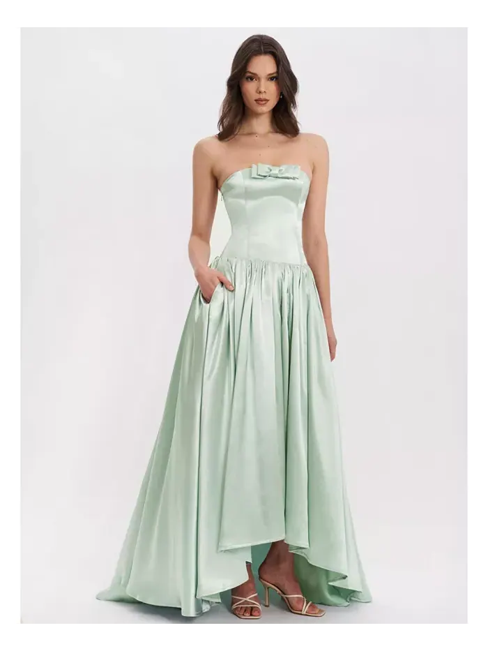 Женское платье Lael Mint Green со шлейфом на пуговицах сзади Miss Circle — изображение 6 из 11, зеленый