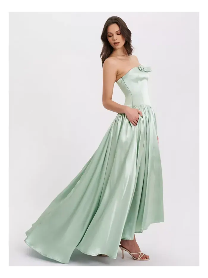 Женское платье Lael Mint Green со шлейфом на пуговицах сзади Miss Circle — изображение 7 из 11, зеленый