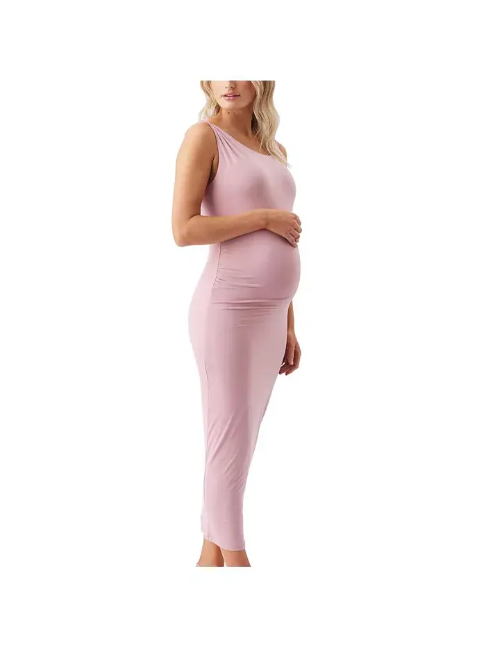 Роскошное трикотажное платье с открытыми плечами Ripe Maternity — изображение 2 из 3, розовый