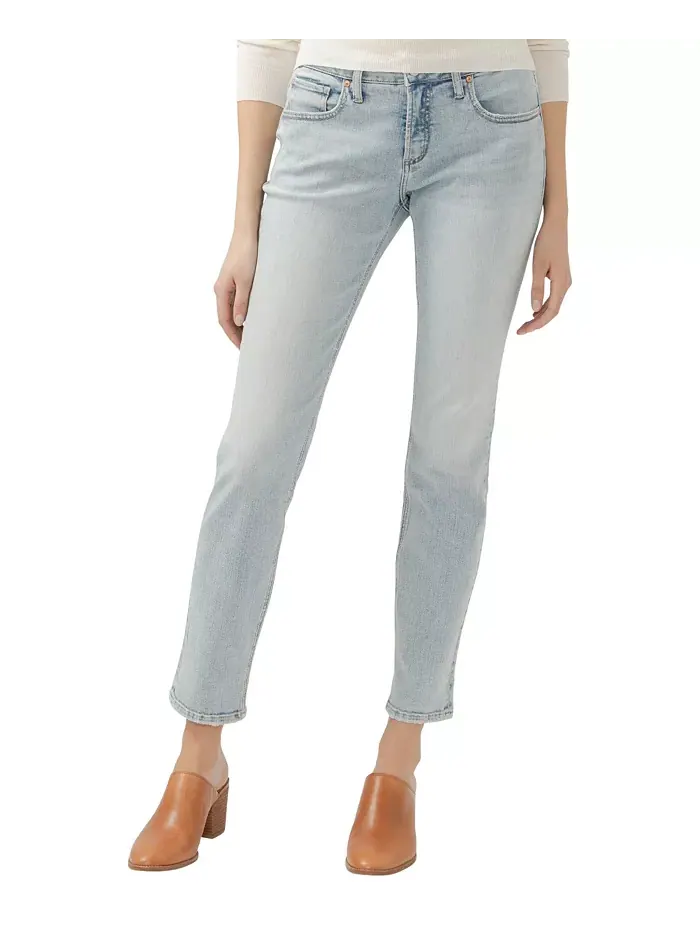 Женские джинсы Boyfriend Mid Rise Slim Leg Silver Jeans Co. — синий