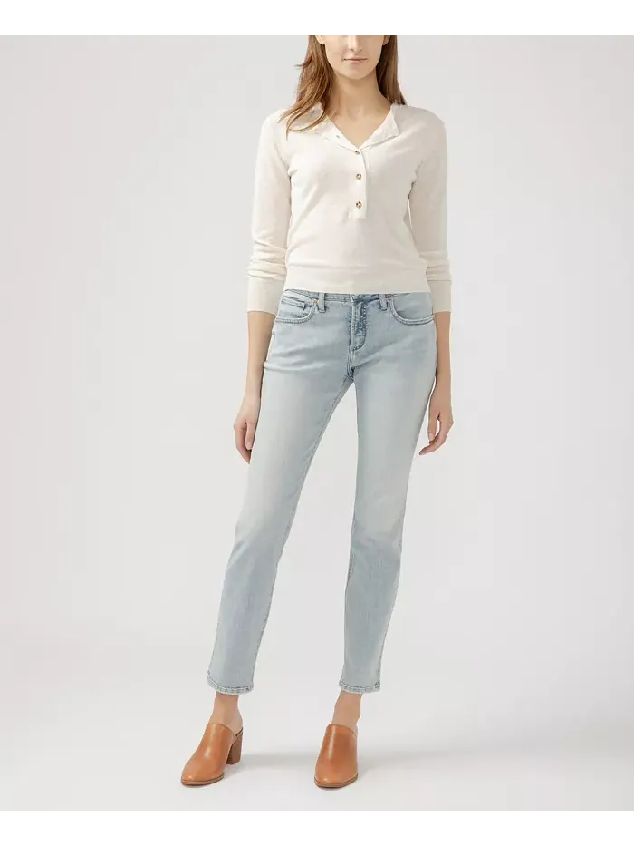 Женские джинсы Boyfriend Mid Rise Slim Leg Silver Jeans Co. — изображение 4 из 5, синий