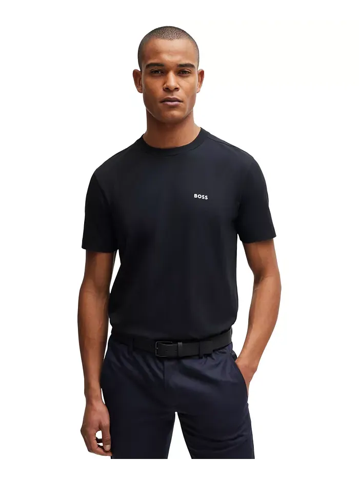 Мужская футболка с контрастным логотипом Regular-Fit Hugo Boss — изображение 1 из 4, синий