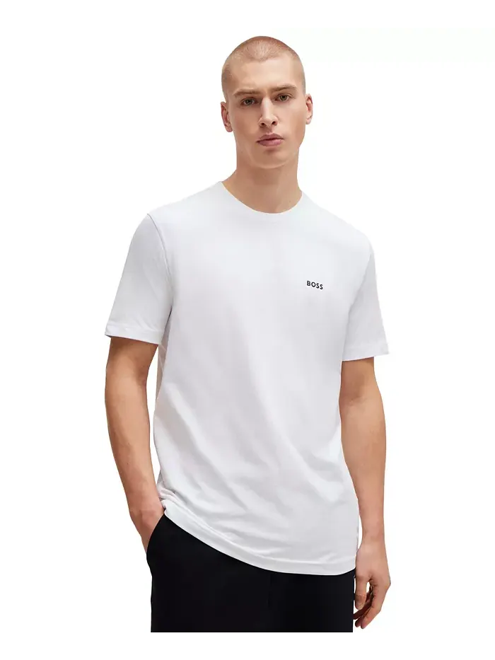 Мужская футболка с контрастным логотипом Regular-Fit Hugo Boss — изображение 1 из 4, белый
