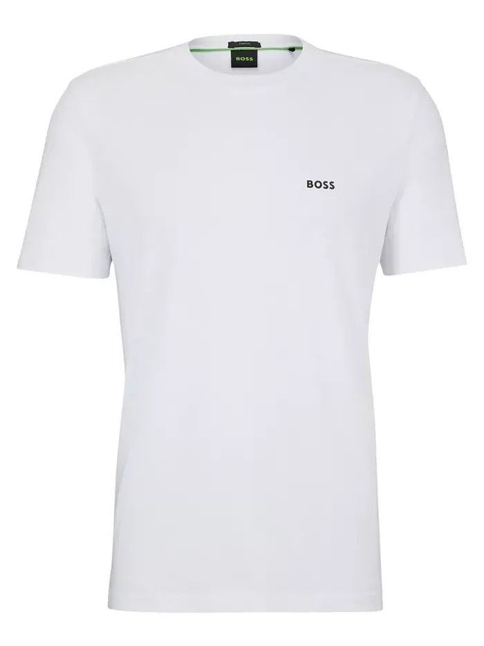 Мужская футболка с контрастным логотипом Regular-Fit Hugo Boss — изображение 2 из 4, белый