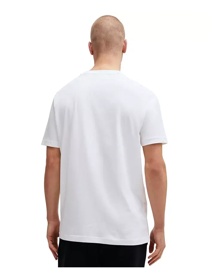 Мужская футболка с контрастным логотипом Regular-Fit Hugo Boss — изображение 3 из 4, белый