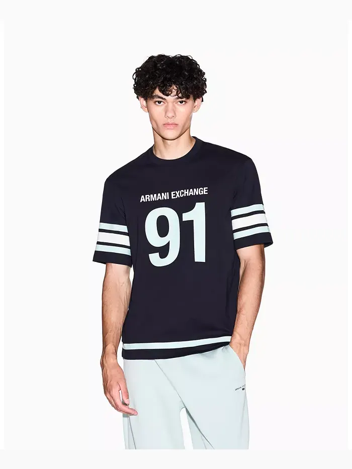 Мужская футболка «91» A|X Armani Exchange — изображение 9 из 15, бежевый/бежевый
