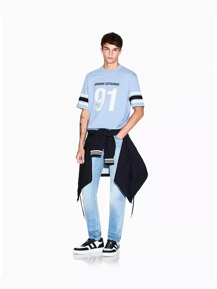 Мужская футболка «91» A|X Armani Exchange — изображение 12 из 15, бежевый/бежевый